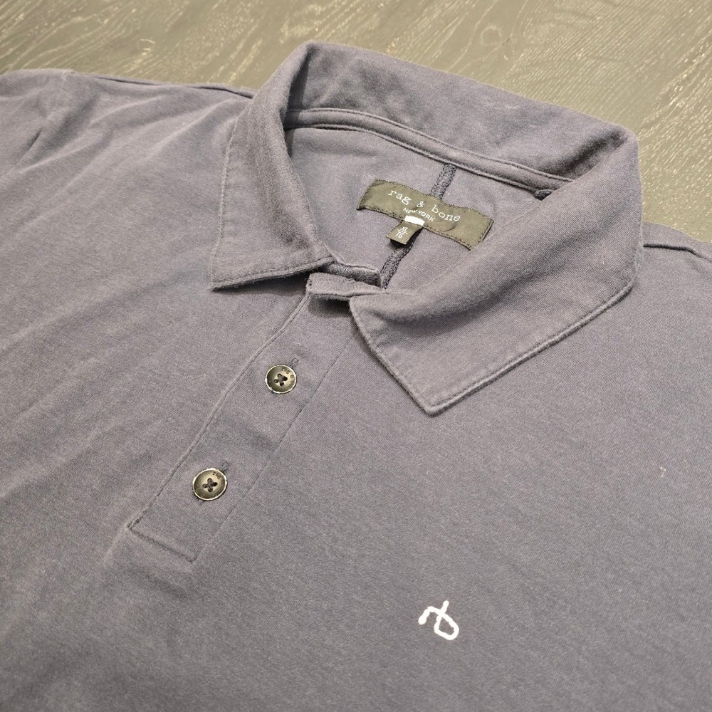 Rag & Bone Mens Pima Cotton Polo Shirt Gray XL‎ Short Sleeve Logo Casual
